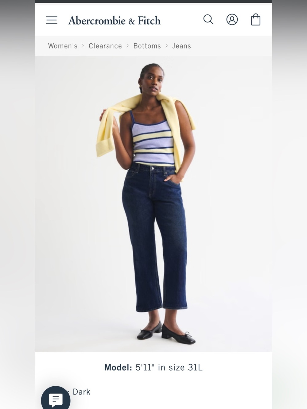 Abercrombie & Fitch Curve Love High Rise Cropped Straight Jeans in Dark Blue